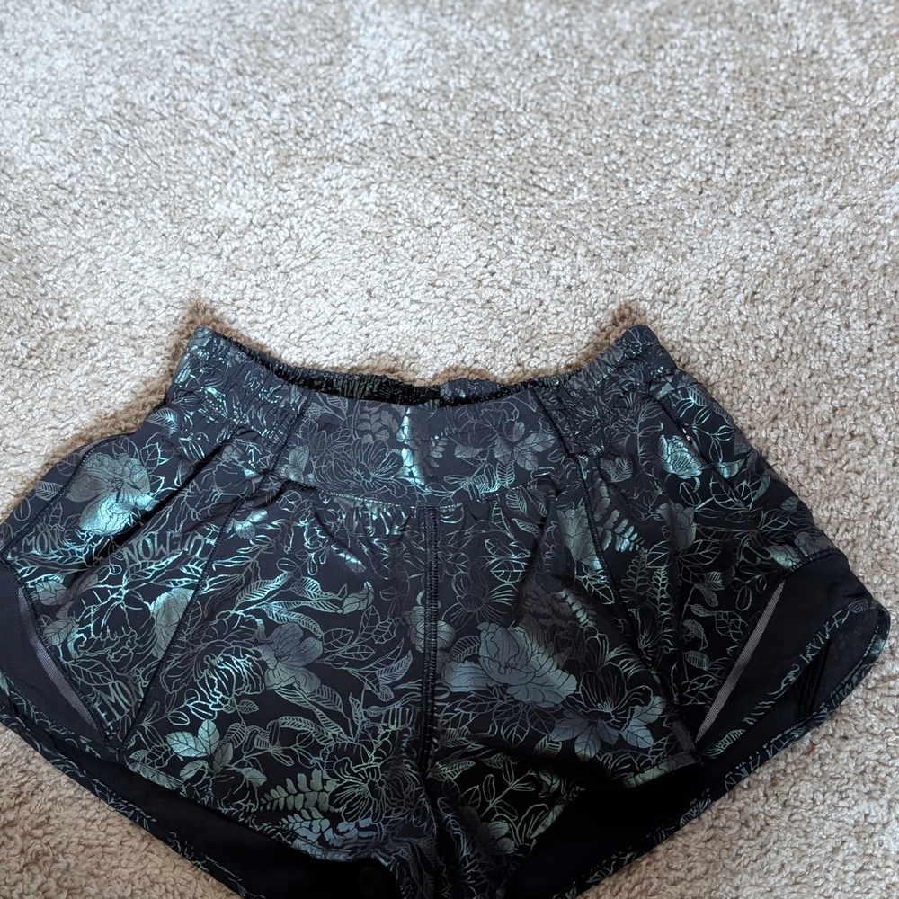 lululemon athletica Black Floral Athletic Shorts